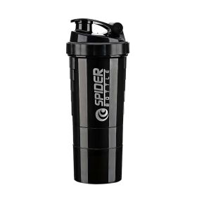 500ML Three-layer Portable Protein Powder Shake Cup (Option: Black-500ml)