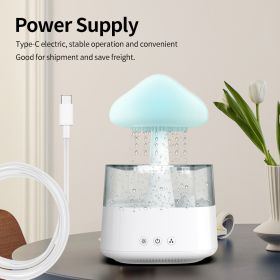 Factory Wholesale New Rain Cloud USB Humidifier Water Drip Mushroom Rain Cloud Diffuser Water Drop Sound Aroma Lamp For Household (Color: White)