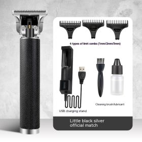 Retro Oil Head Trim Household Hair Clipper Engraving Electric Clipper Buddha Head Clippers (Option: Small Black Silver Alone)