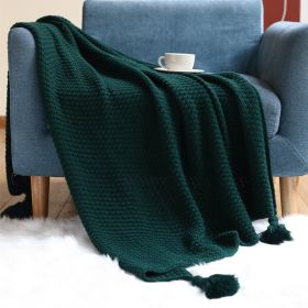 Sofa Knitted Office Air Conditioning Lunch Break Small Blanket (Option: Dark Green-130X170cm)