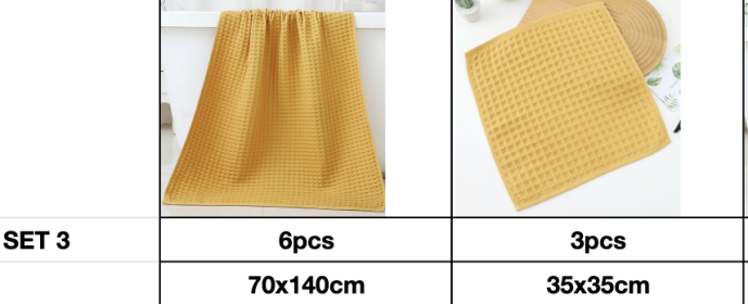 Household Bathing Water Absorbent And Quick Drying Unisex Plus Thickened Pure Cotton Bath Towel Wipe (Option: Yellow-Set3)