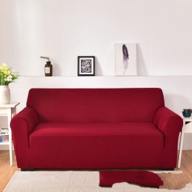 Sofa Cover All-inclusive Non-slip Sofa Slipcover Fabric Craft General (Option: Wine Red-Single)