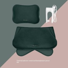 Rechargeable Hand Warmer Belly Cute Plush Explosion-proof Heating Pad Electric Hot Water Bag (Option: Green Belt Edition)