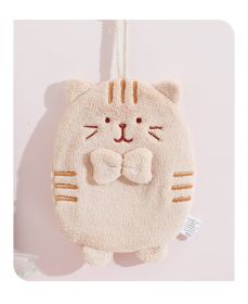 Hand Towel Hanging Cute Kitten Absorbent Lint-free Household Kitchen (Option: Light Coffee-25x19cm)