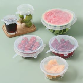 6Pcs Food Silicone Cover Fresh-keeping Dish Stretchy Lid Cap Reusable Wrap Organization Storage Tool Kitchen Accessories (NUM: 1 Set)