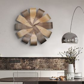 Time To Turn The Clock Decorative Painting Solid Wood Veneer Petals (Option: Two tone-Walnut pointer)