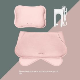 Rechargeable Hand Warmer Belly Cute Plush Explosion-proof Heating Pad Electric Hot Water Bag (Option: Pink Belt Edition)