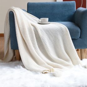 Sofa Knitted Office Air Conditioning Lunch Break Small Blanket (Option: Beige-130X170cm)